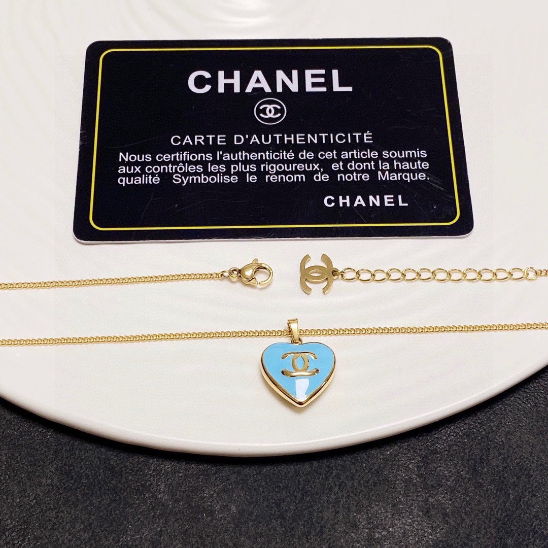 Chanel Blue Heart 18K Gold Necklace