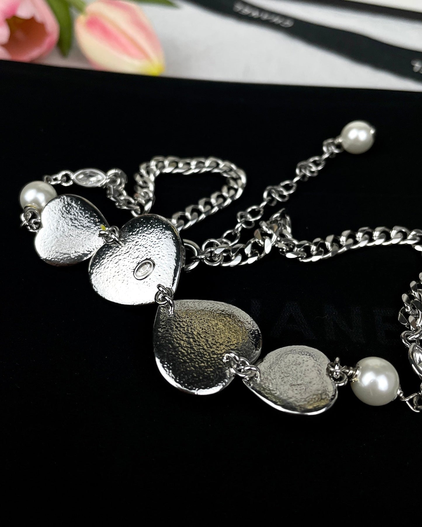 Chanel Heart Crystals 18K Gold Necklace