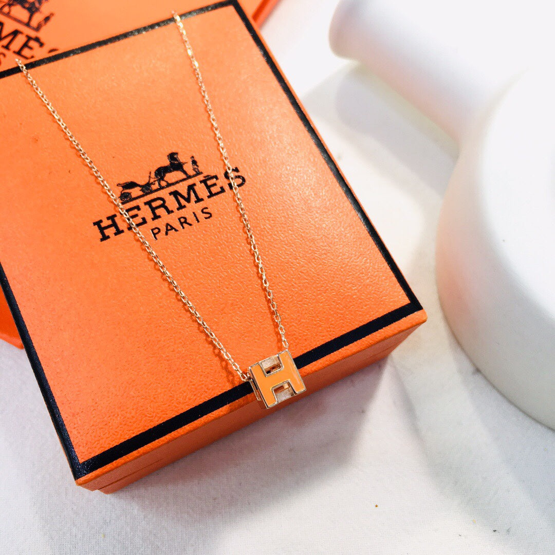 Hermes Cage D'H White 18K Gold Necklace