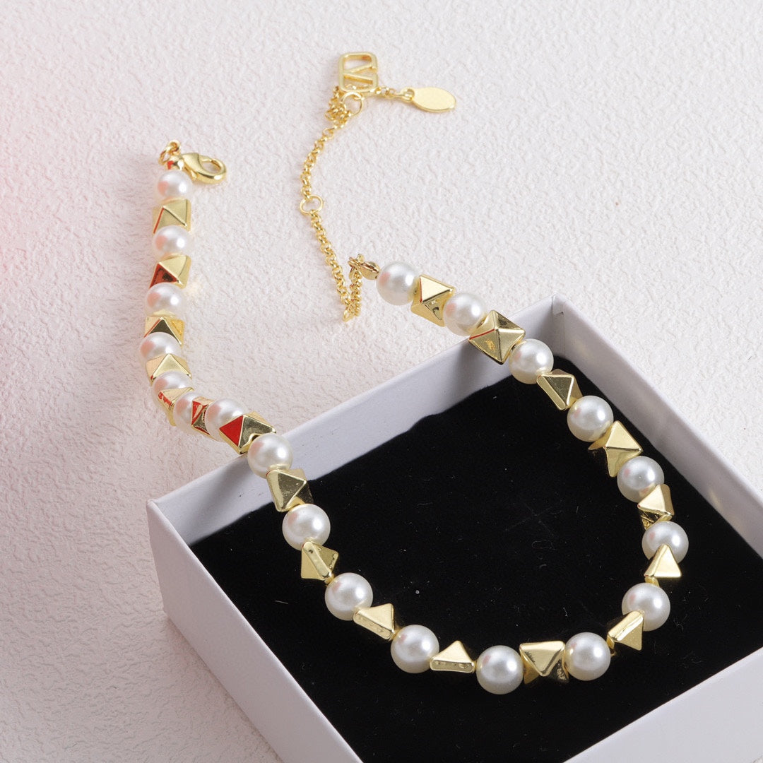 Valentino Rockstud Pearls 18K Gold Necklace