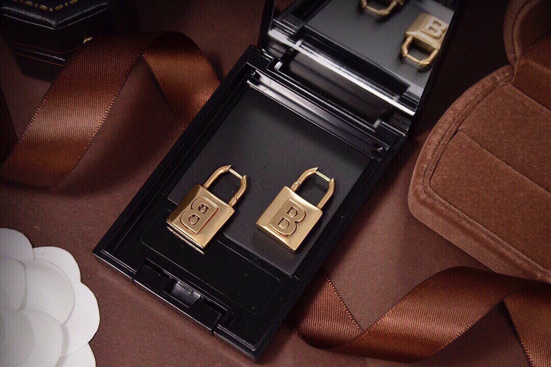 Balenciaga Gold Small Lock 18K Gold Earrings