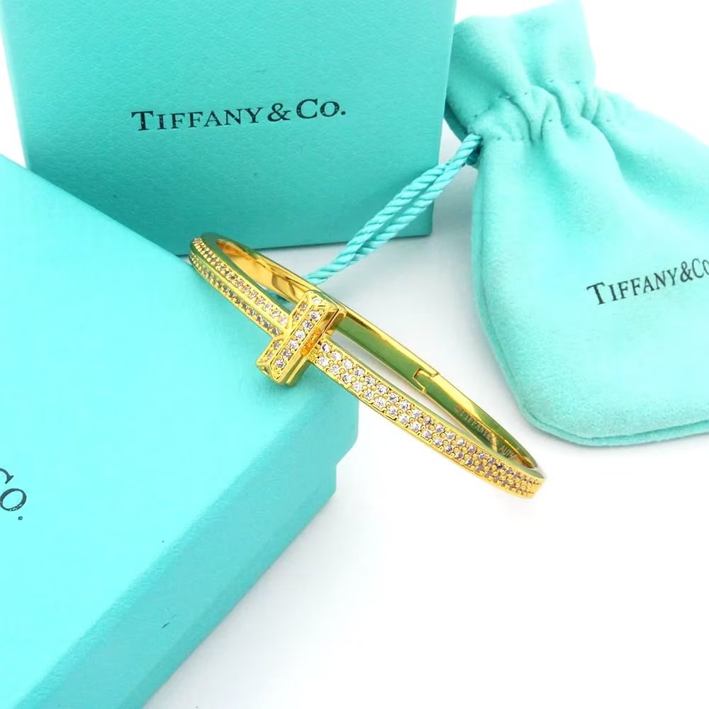 T1 Wide Diamond Bangle 18K Gold Bracelet