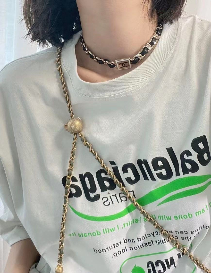 Chanel Leather 18K Gold Necklace
