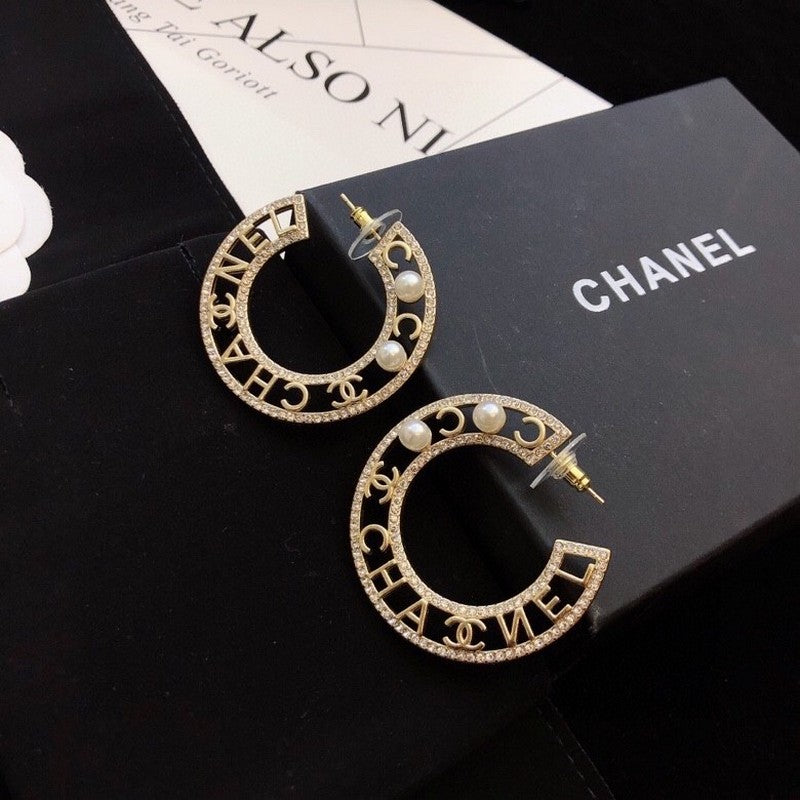 Chanel Circle Pearl 18K Gold Earrings