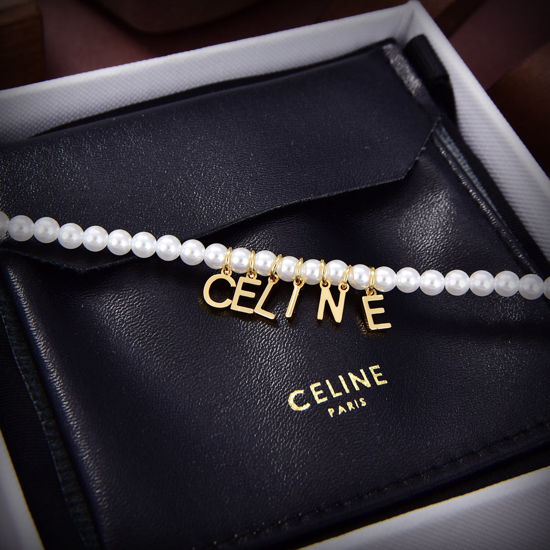 Celine Paris Pearl 18K Gold Necklace
