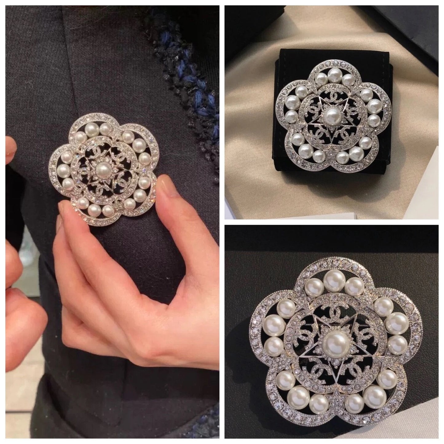 Chanel Camellia Pearls 18K Gold Brooch