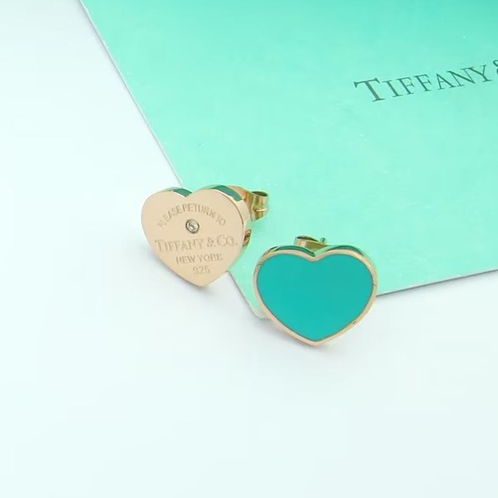 Tiffany Return to Blue Heart 18K Gold Earrings