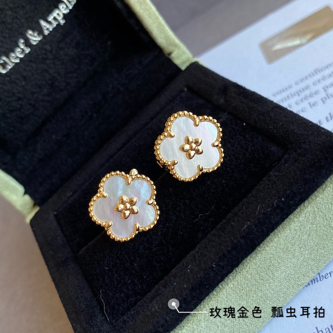 Lucky Spring Plum Blossom 18K Gold Earrings