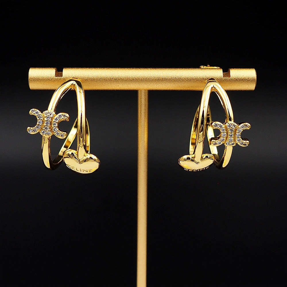 Celine Heart 18K Gold Earrings