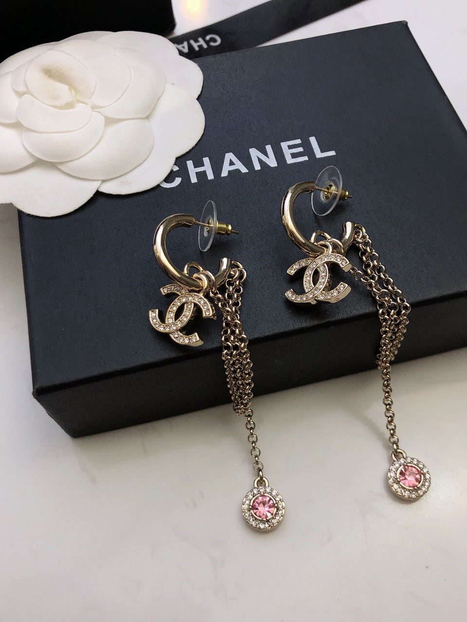 Chanel Tassel Crystals 18K Gold Earrings