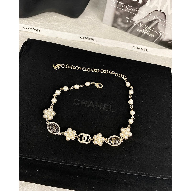 Chanel Black & Orange Crystal Choker 18K Gold Necklace
