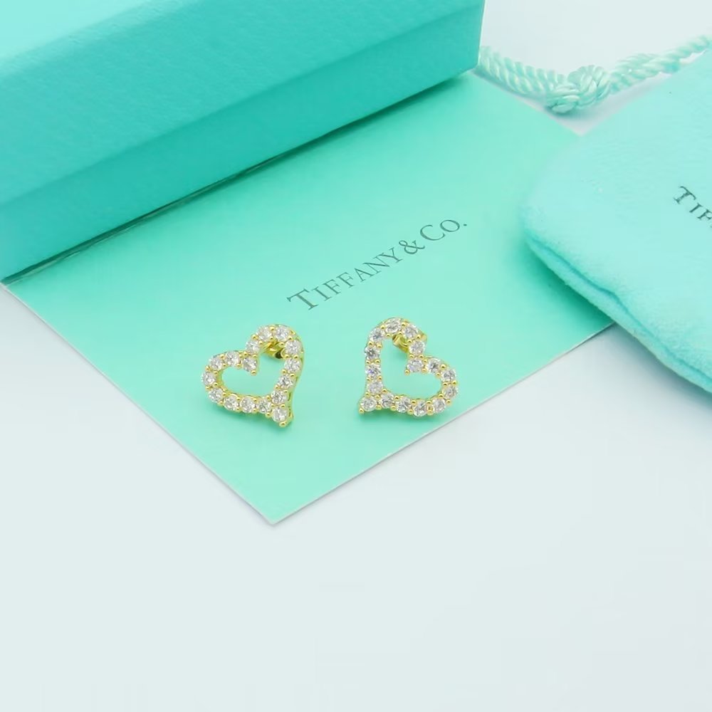 Tiffany Heart Diamonds 18K Gold Earrings