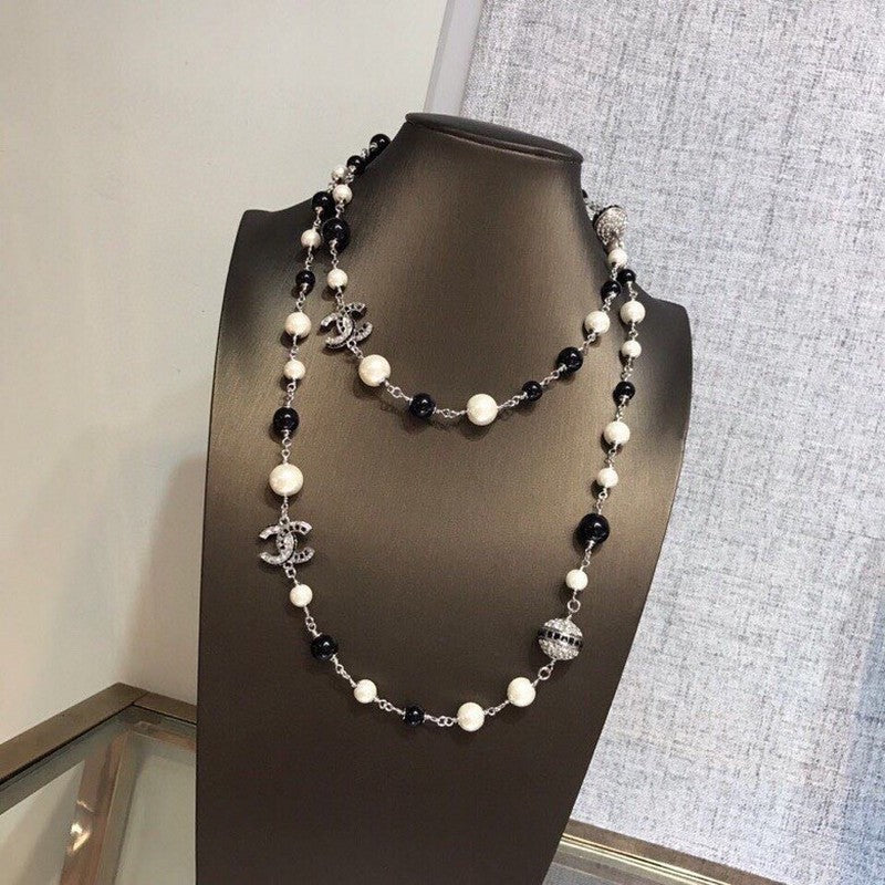 Chanel Long Black Pearl 18K Gold Necklace