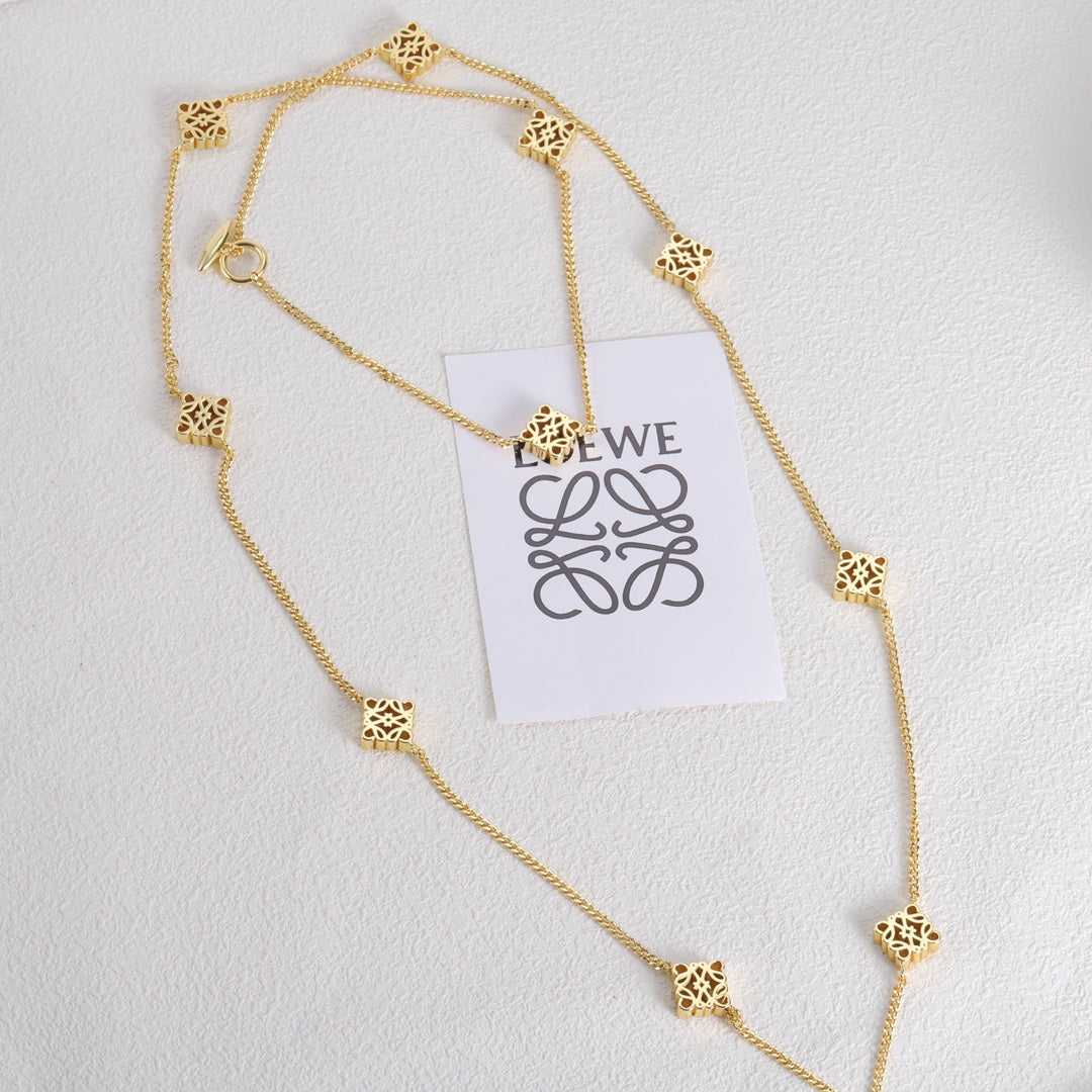 LOEWE Anagram Long 18K Gold Necklace