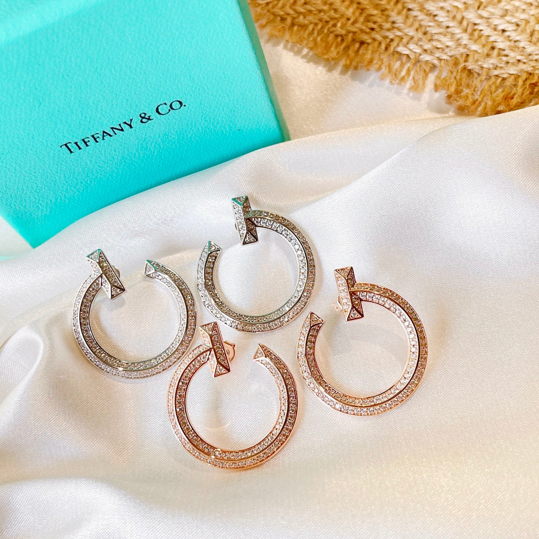 Tiffany T1 Open Hoop 18K Rose Gold Earrings