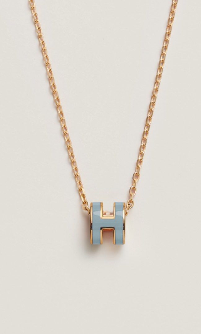 Hermes Mini Pop Blue 18K Gold Necklace