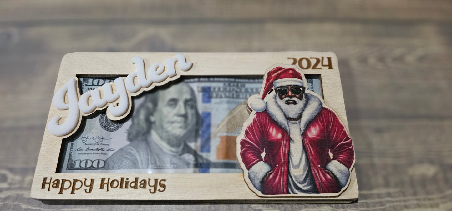 Personalized Wood & Acrylic Christmas Money Cash Envelope Holders with Christma